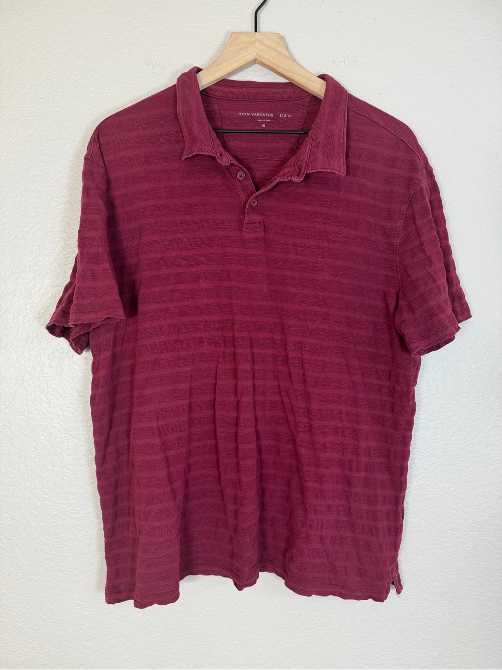 John Varvatos USA Men’s Burgundy Maroon Red Polo Shirt Short Sleeve XL